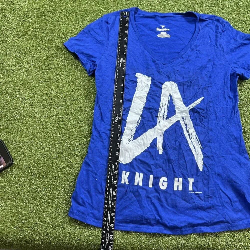 LA Knight Shirt Womens S Blue Logo Tee Graphic WWE Wrestler Short Sleeve NWOt